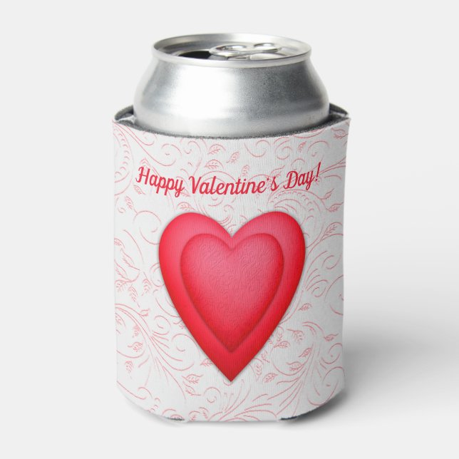 Valentine's Day Fancy Red Hearts Can Cooler (Can Front)
