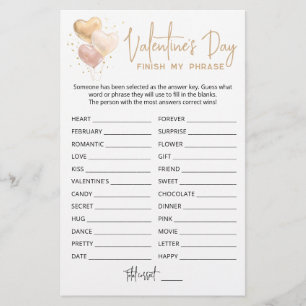 Valentine's day Finish my phrase Editable game