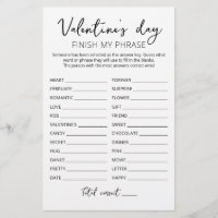 Valentine's day Finish my phrase Editable game