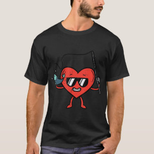 Valentines Day Fishing Heart Funny Fish Dad Men Bo T-Shirt