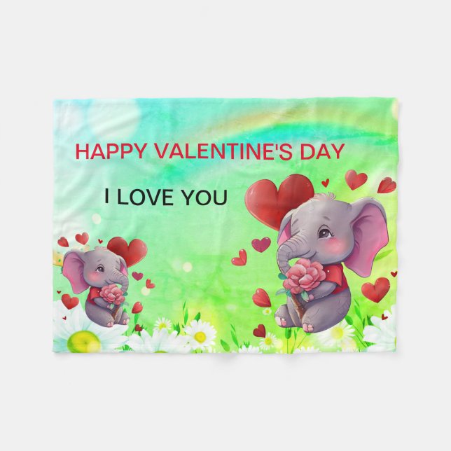 Valentine's Day Fleece Blanket (Front (Horizontal))