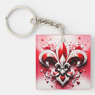 Valentine's Day Fleur De Lis Keychain