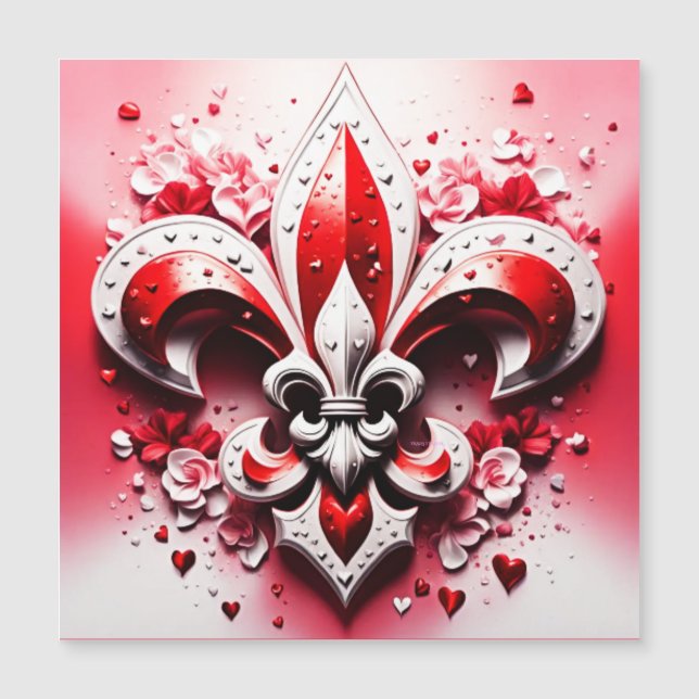 Valentine's Day Fleur De Lis Magnetic Invitation (Front)