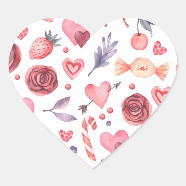 Valentines Day Floral And Candy Heart Sticker (Front)