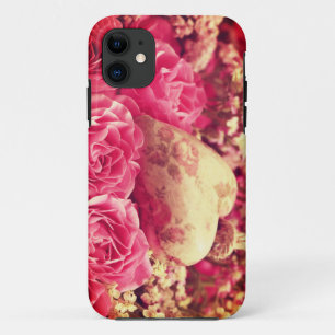 Valentine's day, floral background, beautiful flow iPhone 11 case