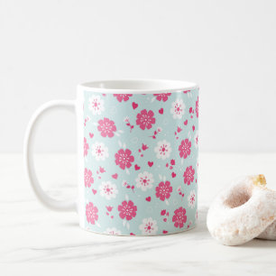 Valentine's Day Flowers Hearts Pink Coffee Mug