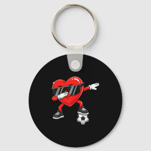 Valentines Day Football Heart Dab Soccer Men Boys  Keychain
