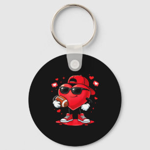 Valentines day football heart playing football boy keychain
