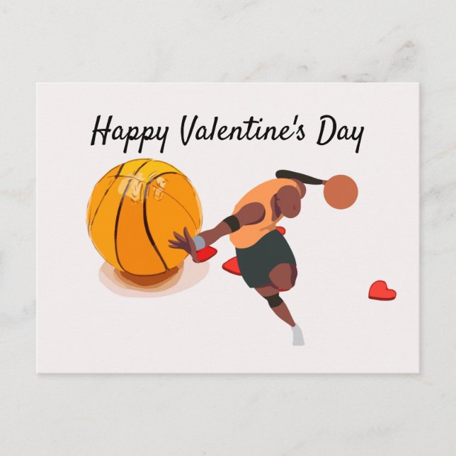 Valentine's Day for Basketball Player with love Holiday Postcard (Front)