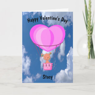Valentine's Day for Child Hot Air Balloon & Puppy Card