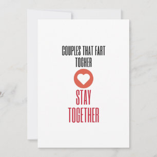 valentines day for couples that fart together stay holiday card