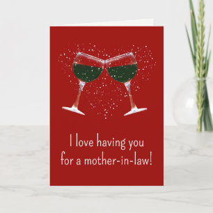 Valentine's Day for Mother in Law Wine Humour Card