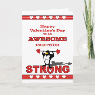 Valentine's Day for Partner Penguin with Abs Holiday Card