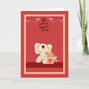 Valentines Day for Son or Daughter with Elephant H Holiday Card