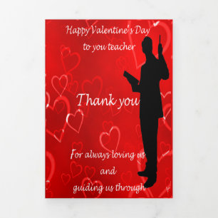 Valentines Day For Teachers  Tri-Fold Holiday Card