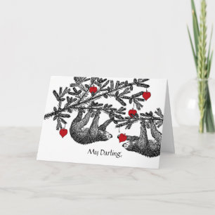 Valentine's Day for Wife Sloths and Hearts Card