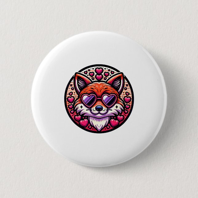 Valentines Day Fox And Matching Couples Foxes  2 Inch Round Button (Front)