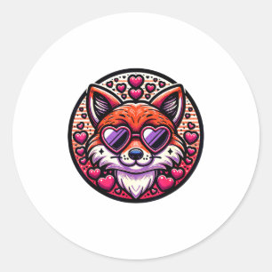 Valentines Day Fox And Matching Couples Foxes Classic Round Sticker