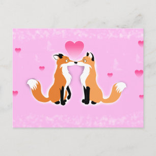 Valentines Day Foxes Holiday Postcard