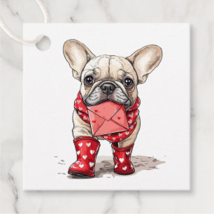 Valentines Day French Bulldog Love Letter Favour Tags