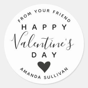 Valentine's day friendship label black and white