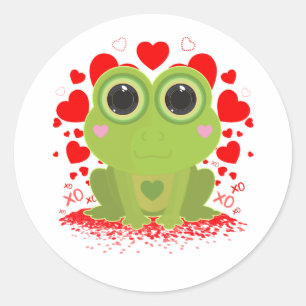 Valentine's Day Frog Classic Round Sticker