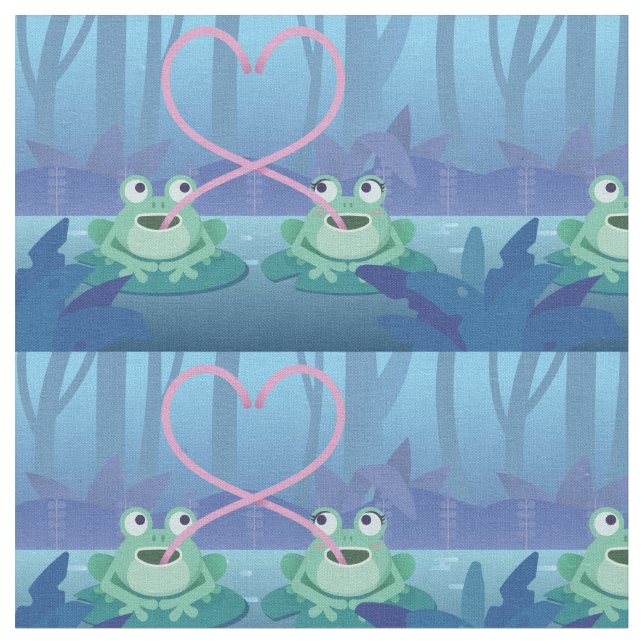 valentines day frog lovers fabric (Close Up)