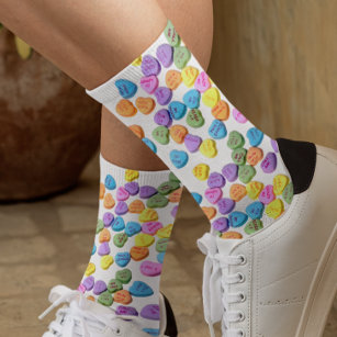 Valentine's Day Fun Candy Hearts Colourful Socks