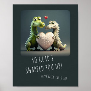 Valentine's Day Funny Alligator Crocodile Couple C Poster