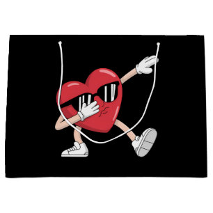 Valentine's Day Funny Boys Girls Dabbing Heart Large Gift Bag