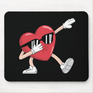 Valentine's Day Funny Boys Girls Dabbing Heart Mouse Pad