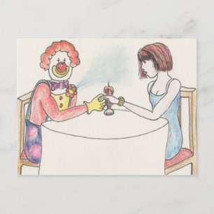 Valentines Day Funny Clown Romance Cartoon Art Postcard