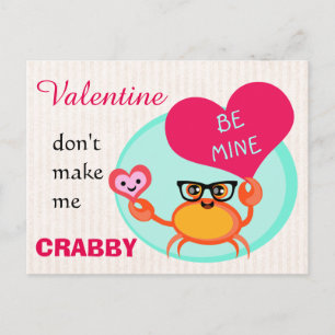 Valentine's Day Funny Hipster Crab Card