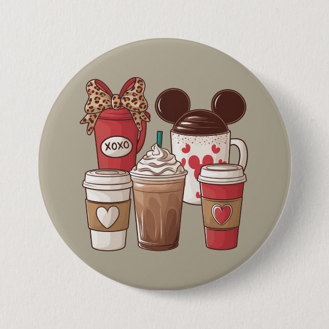 Valentine's Day Funny Latte Coffee Lover  3 Inch Round Button (Front)