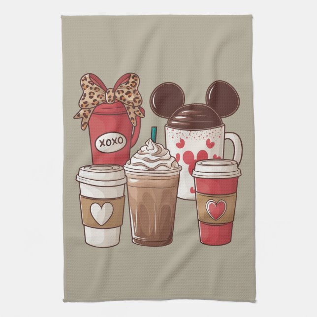 Valentine's Day Funny Latte Coffee Lover  Kitchen Towel (Vertical)