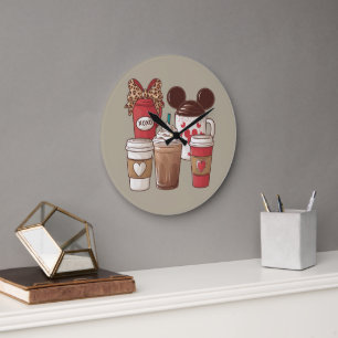 Valentine's Day Funny Latte Coffee Lover  Large Clock