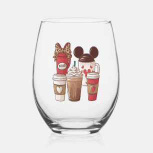 Valentine's Day Funny Latte Coffee Lover  Stemless Wine Glass