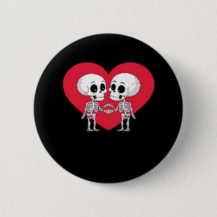 Valentines Day Funny Skeleton Hand Heart  2 Inch Round Button