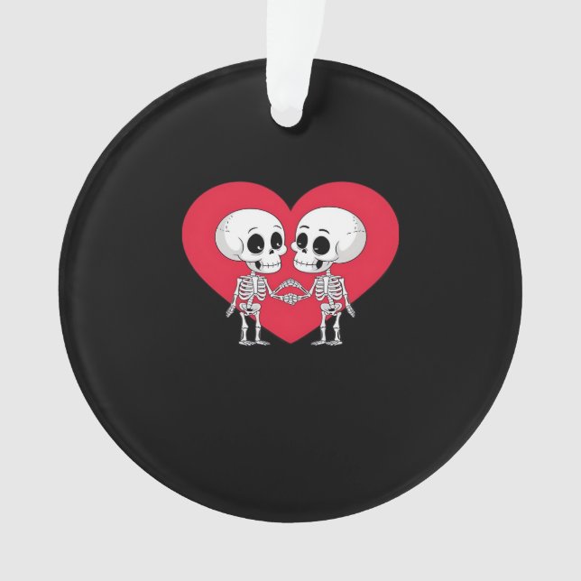 Valentines Day Funny Skeleton Hand Heart  Ornament (Front)