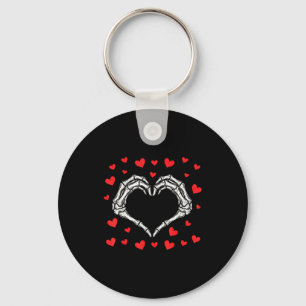 Valentines Day Funny Skeleton Hands Heart Boys Men Keychain