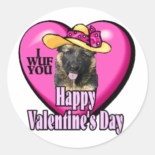 Valentine's Day German Shepherd Classic Round Sticker