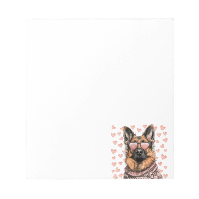Valentines Day German Shepherd Dog Notepad (Front)