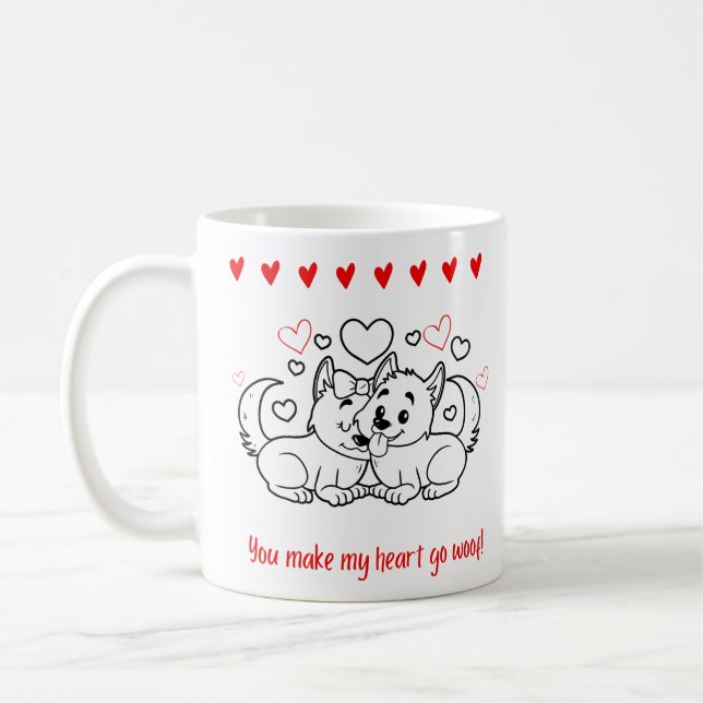 Valentine's day  gift couple cute dog mug (Left)