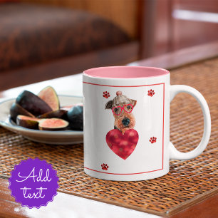 Valentine's Day Gift Dog Airedale Terrier Two-Tone Coffee Mug