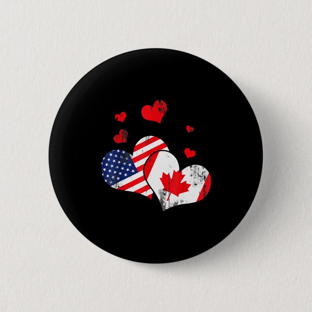 Valentine's Day Gift Maple Leaf Canada  2 Inch Round Button (Front)