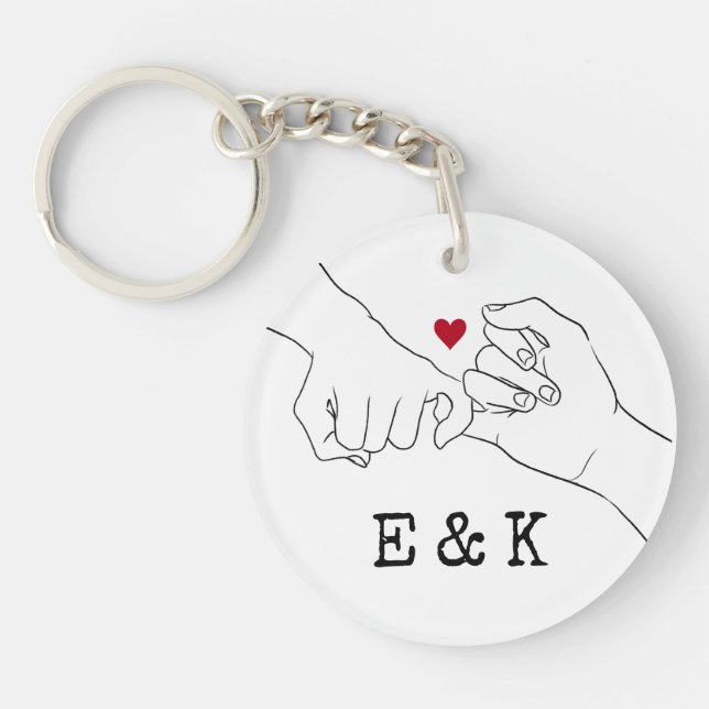 Valentine's Day Gift Pinky Promise Photo Couple  Keychain (Front)