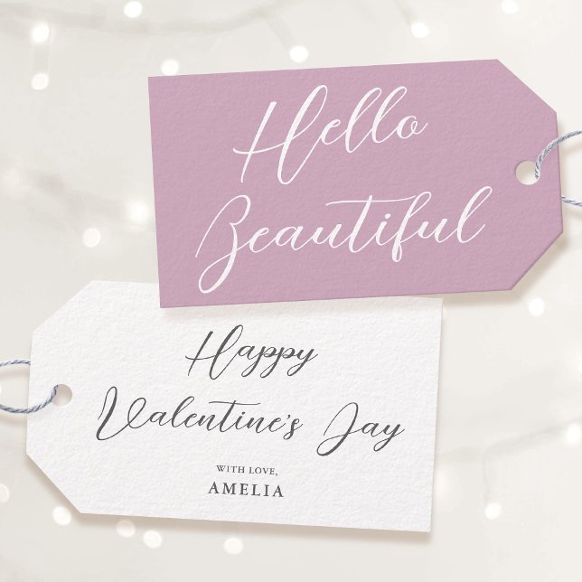 Valentine's Day Gift Tag Elegant Script Lilac Pink (Creator Uploaded)