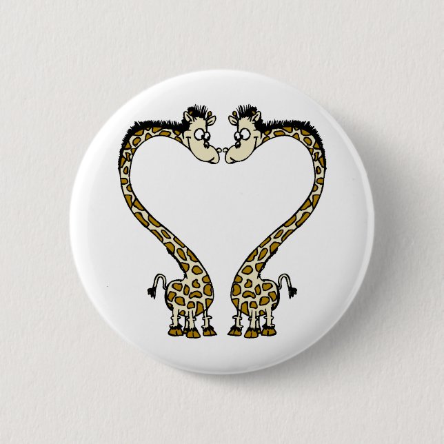 Valentine's Day Giraffee Heart 2 Inch Round Button (Front)