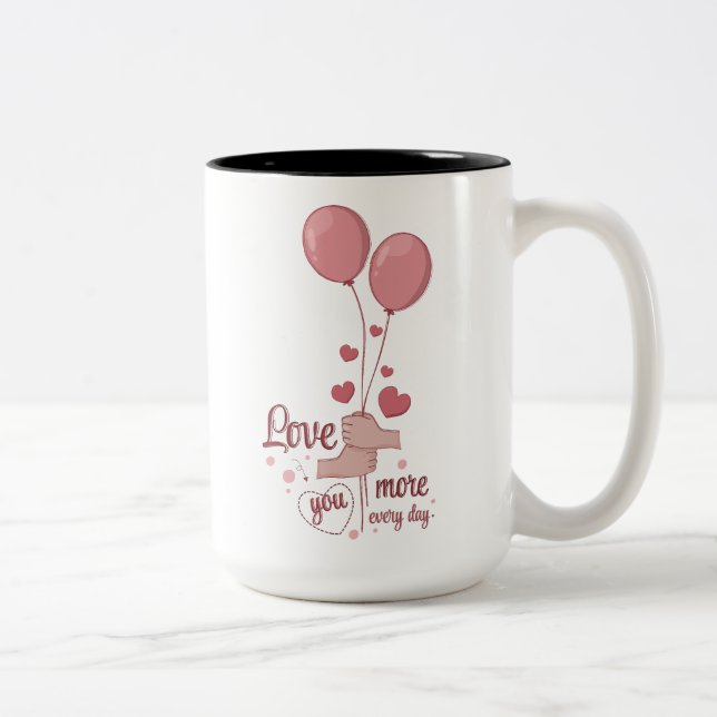 Valentine's Day Glass Two-Tone Coffee Mug (Right)