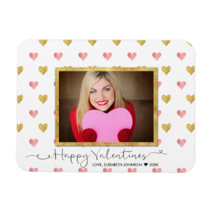 Valentines Day Glitter Heart Script - Photo Magnet